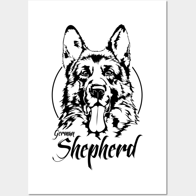 German Shepherd dog portrait Wall Art by wilsigns